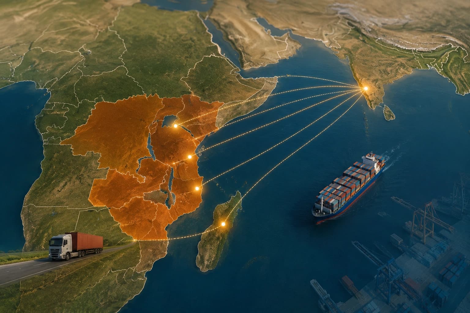 Export routes into East and West Africa